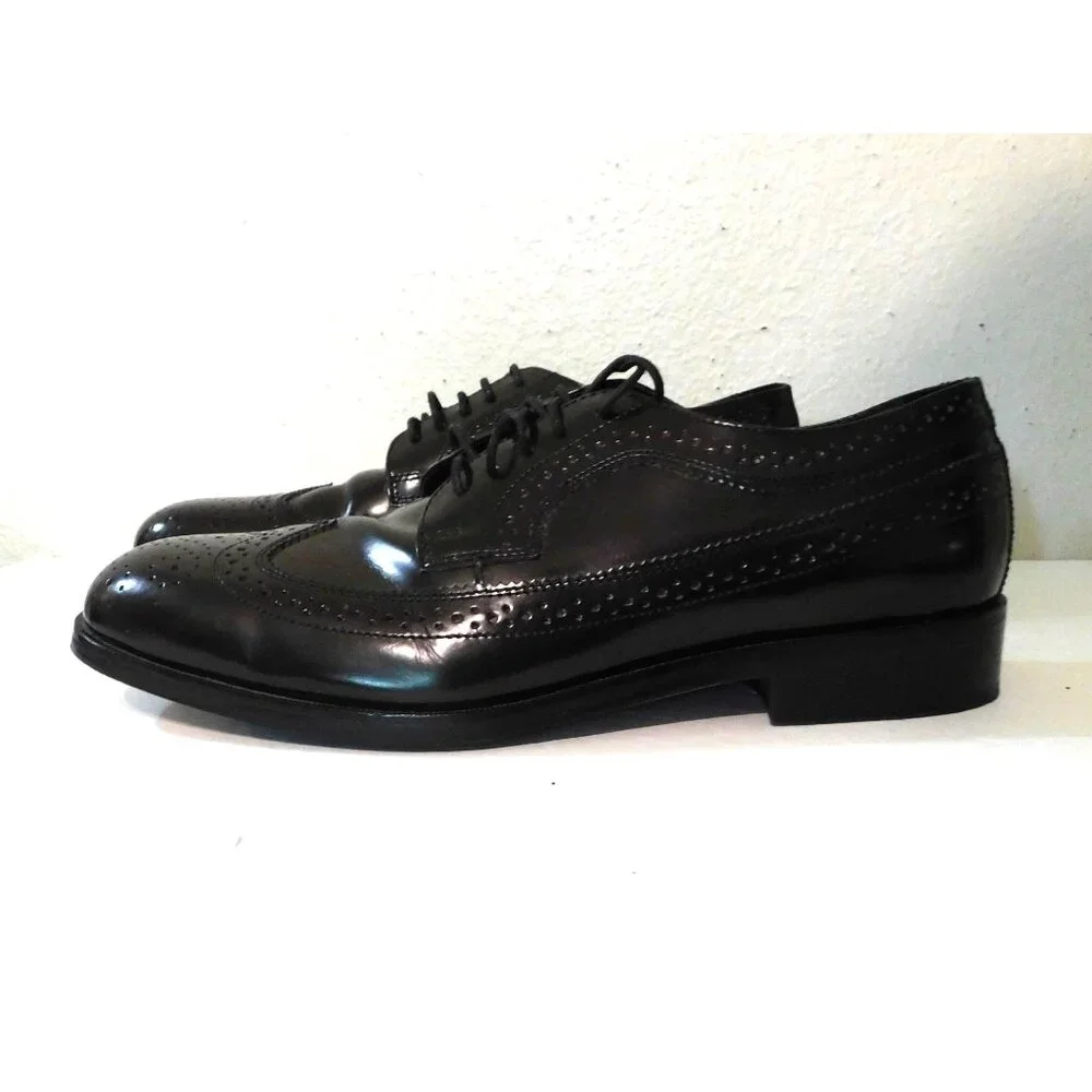 Nunn Bush Dress Flex Leather Oxford Shoes Mens Size 9.5 Dark Brown Wing Tip